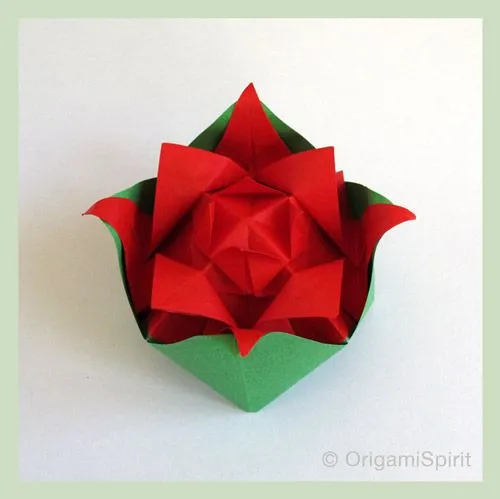 Rosa en origami -Pasos para hacer una rosa de papel -Video