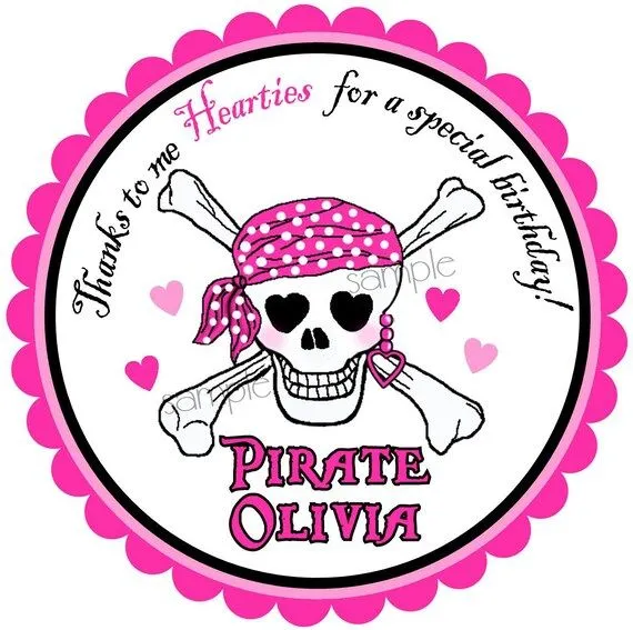 Rosa pegatinas pirata fiesta de cumpleaños por LittlebeaneBoutique