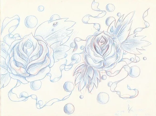 Bocetos de rosas - Imagui
