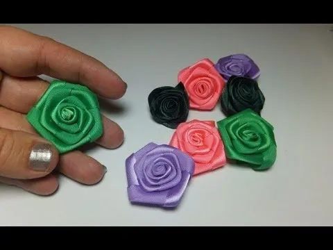 Flores de cinta de raso. - YouTube