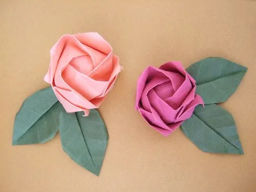 Flor em origami rosa kawasaki - Imagui