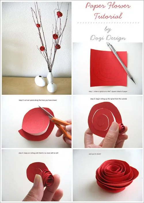 Pasos para hacer rosas de papel - Imagui