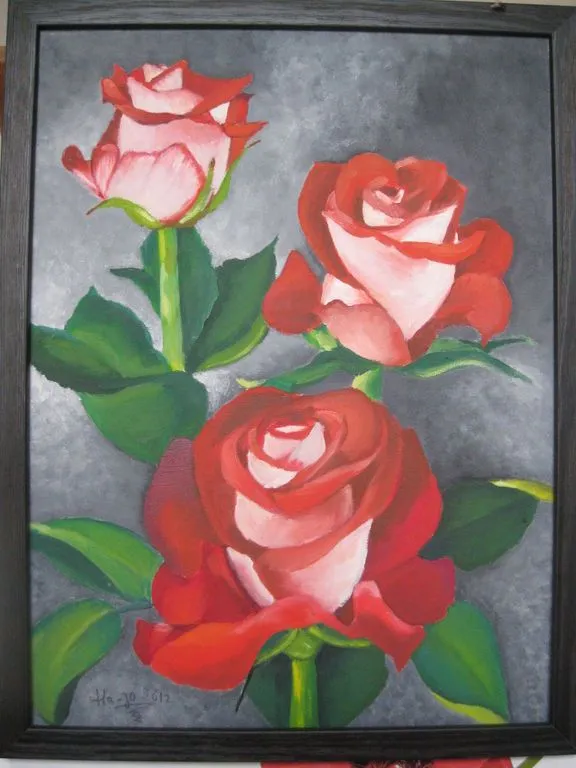 Tres rosas rojas lydia gonzales - Artelista.com
