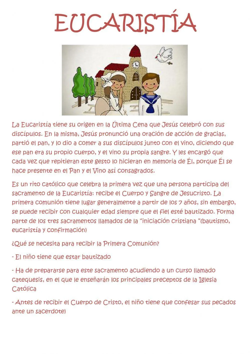 Sacramento de la Eucaristía interactive worksheet | Live Worksheets Sacramento de la Eucaristía interactive worksheet | Live Worksheets