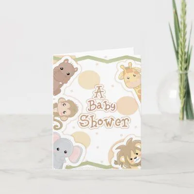 Safari Animals Baby Shower Invitation Notecard | Compare price and ...