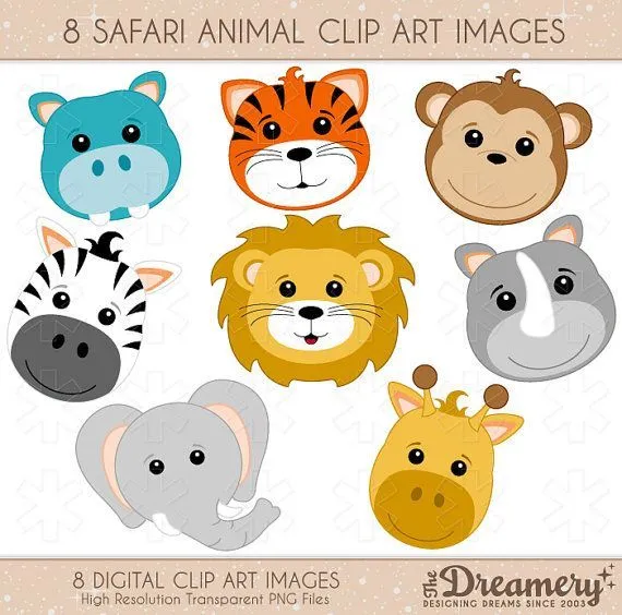 8 Safari Animals Clip Art Images - INSTANT DOWNLOAD - PNG ...
