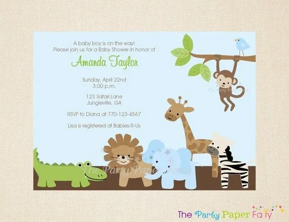 Safari bebé ducha invitación selva zoológico por ThePartyPaperFairy