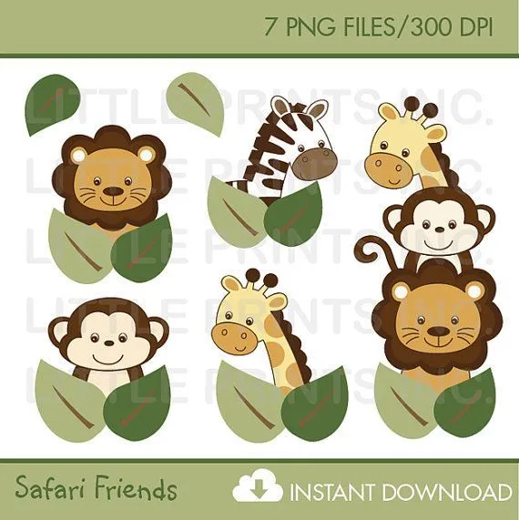 Safari Friends Jungle Animals Clipart PERSONAL USE Instant ...