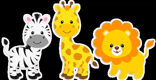 Safari zebra, giraffe and lion