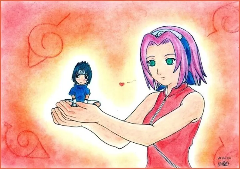Sakura y chibi Sasuke by Inner-mel on DeviantArt