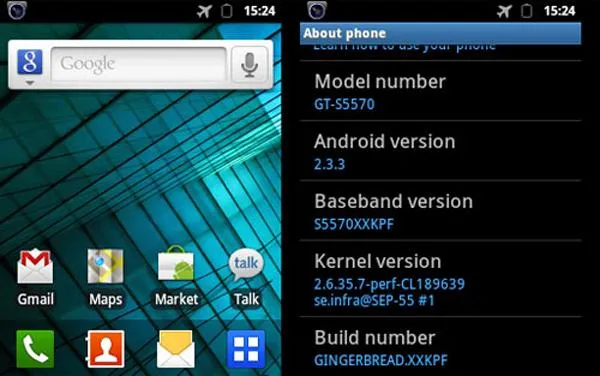 Samsung Galaxy Mini y Gio, actualización a Android 2.3