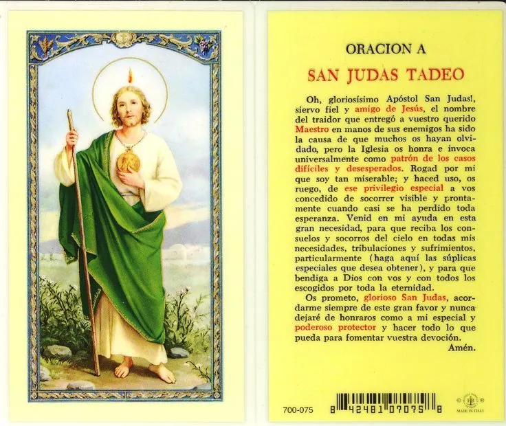san judas tadeo oraciones | Oracion a San Judas Tadeo Holy Card ...