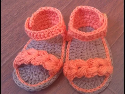 Sandalias de verano para bebé a Crochet - Parte 2 - YouTube