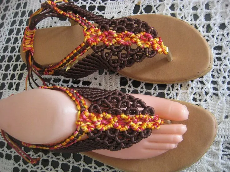 sandalias en macrame diseños personalizados | Gorros, zapatos ...