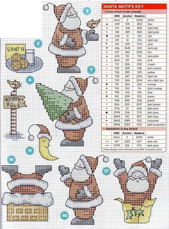 Santas | Cross Stitching | Pinterest