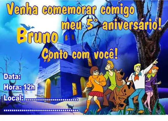 Scooby Doo convite aniversário | Marga Brindes | Elo7