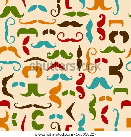 Seamless Pattern With Color Mustache For Textiles, Interior Design ...