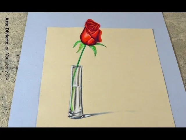 El SECRETO para hacer un dibujo en 3D! Cómo dibujar una rosa ...