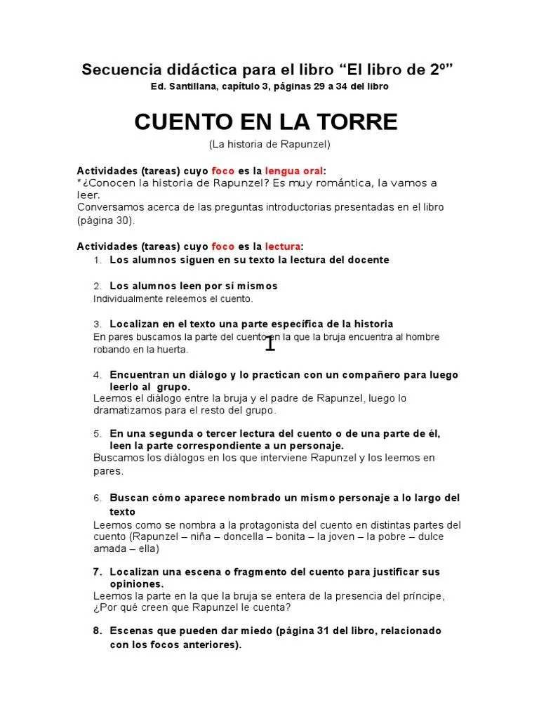 Secuencia para Cuentos Tradicionales Rapunzel | PDF | Rapunzel | Lectura (proceso) Secuencia para Cuentos Tradicionales Rapunzel | PDF | Rapunzel | Lectura (proceso)