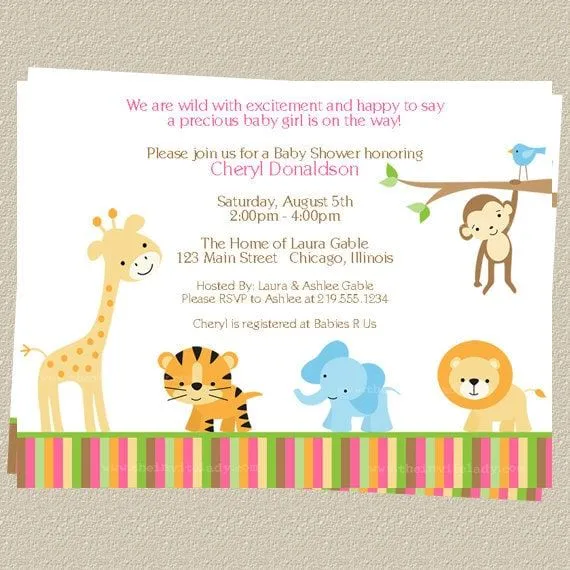 Baby shower para niña invitaciónes de animalitos - Imagui
