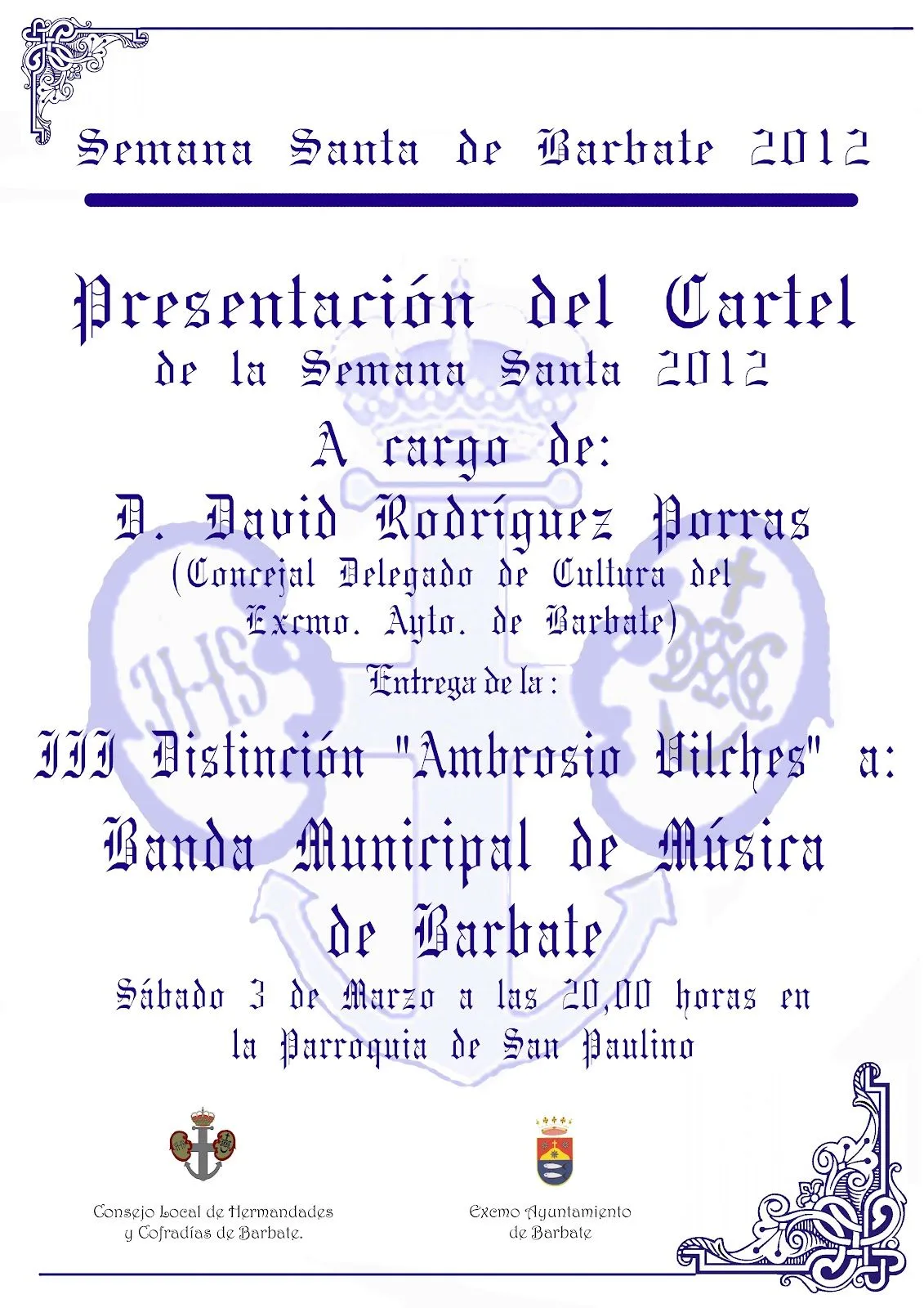 Semana Santa Barbate: Presentacion Cartel Semana Santa y III ...