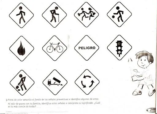 Dibujos para colorear de señales de prevencion - Imagui