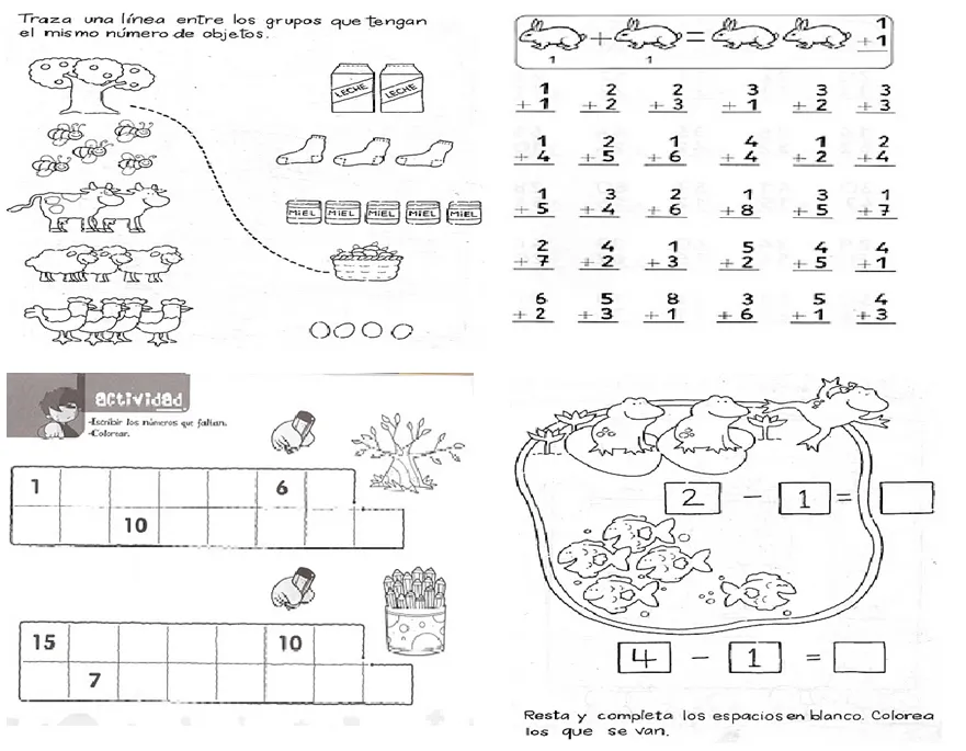 de sencillos ejercicios con uso de material concreto y grafico