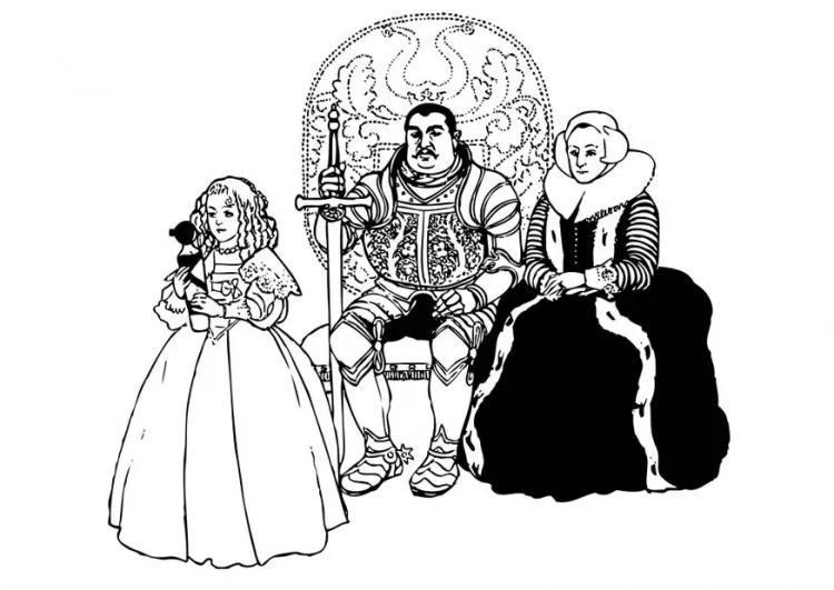 Pinto Dibujos: Señor feudal y su familia para colorear