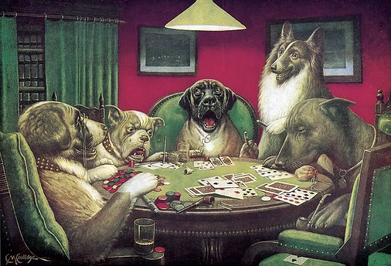 La serie completa de cuadros "Perros jugando a póker" y 13 ...