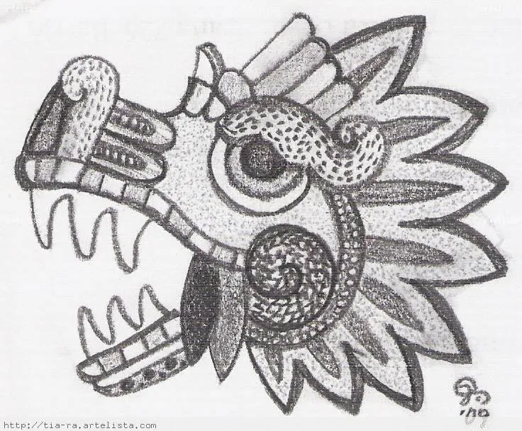 Quetzalcoatl serpiente emplumada dibujo a lapiz - Imagui