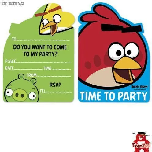Set de 6 Invitaciones Cumpleaños Angry Birds 1284 al por mayor