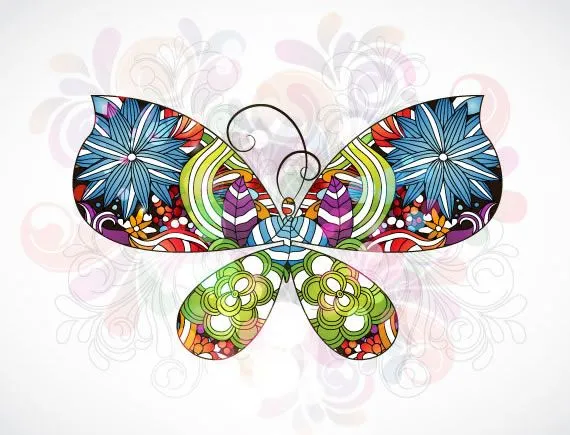 Set de mariposas florales en formato vector - Kabytes