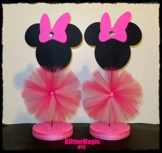 SET DE 2 Minnie Mouse Rosada Centros de Mesa por GlitterMagic23s