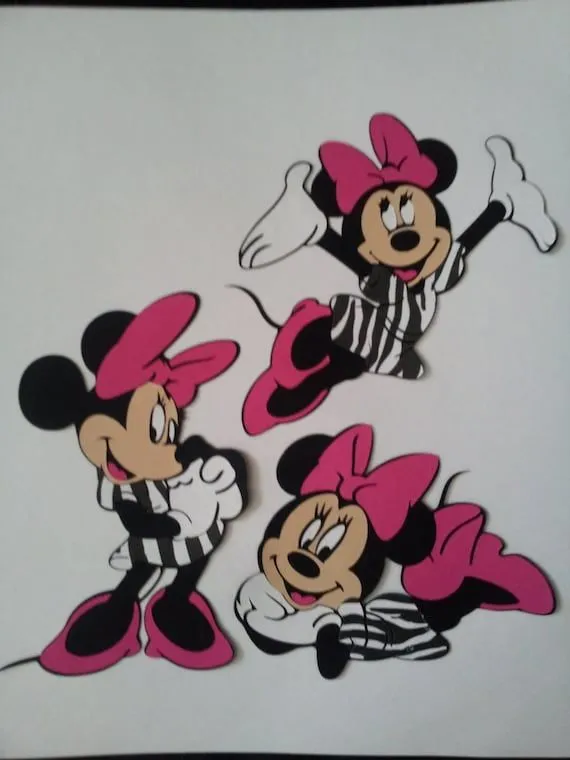 Set of 3 Minnie Mouse zebra die cuts 6 High por diapercake4less