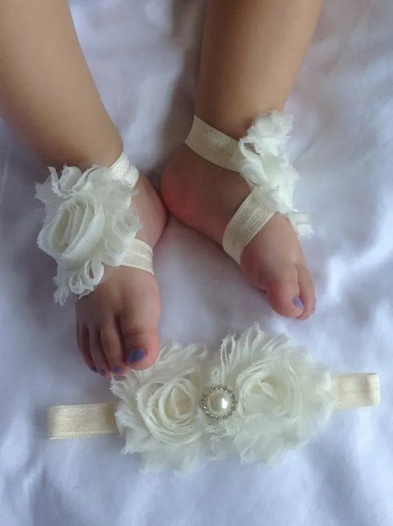 SET sandalias sandalias-diadema marfil bebé por PicturePerfectDiva