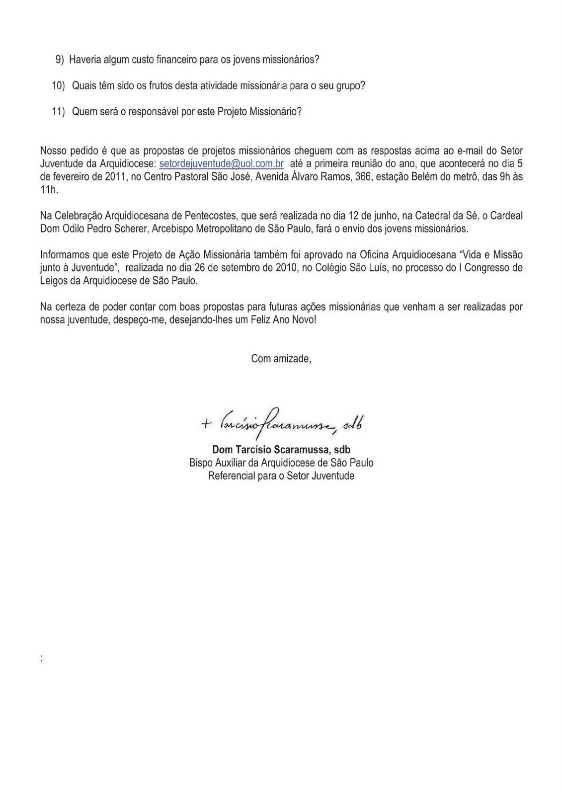 SETOR JUVENTUDE DE SÃO PAULO: CARTA CONVITE SETOR JUVENTUDE DE SÃO PAULO: CARTA CONVITE