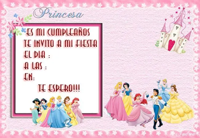 Invitaciónes de cumpleaños para personalizar de princesas - Imagui