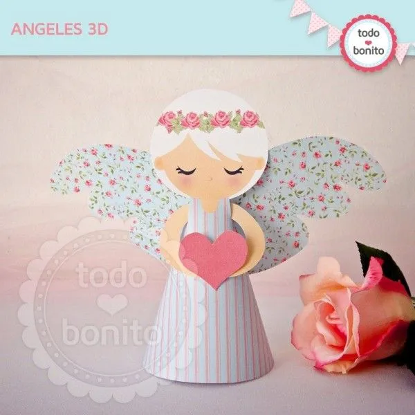 Shabby Chic aqua+rosa: angelitos 3D - Todo Bonito