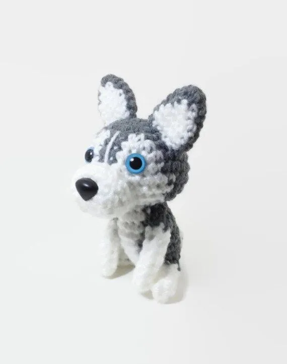 Siberian Husky Puppy Plush Crochet Dog Doll Amigurumi por Inugurumi