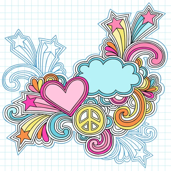 signo de paz amor psicodélica cuaderno doodles — Vector stock ...