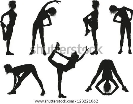 Silhouettes Of A Woman Doing Sport Exercises Stock Vector ...