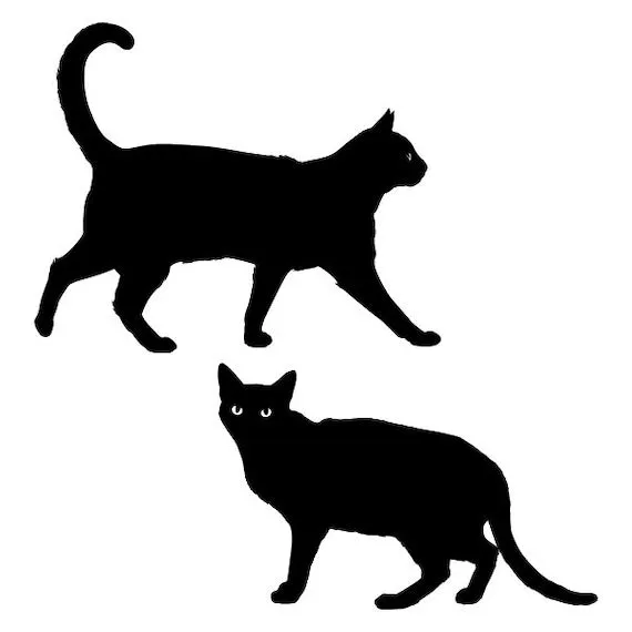 Silueta de un gato negro por SideProjectClipart en Etsy