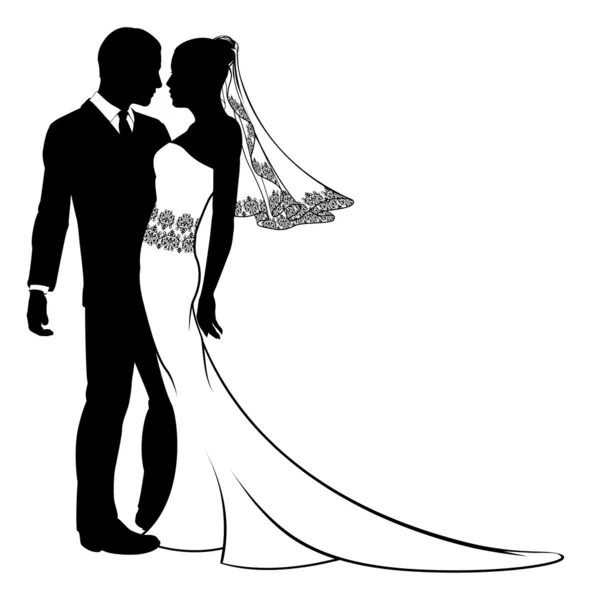 Silueta de la novia y el novio — Vector stock © Krisdog #43937029