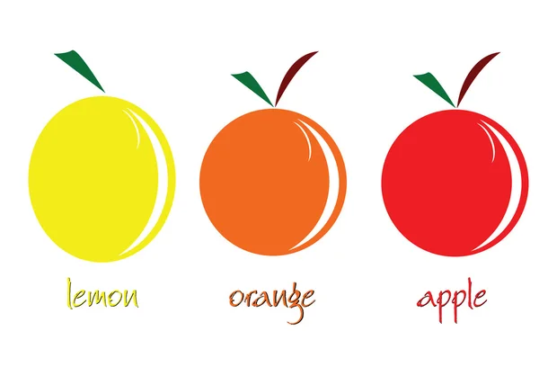 Silueta vector limón y naranja y manzana — Foto stock © drgaga ...