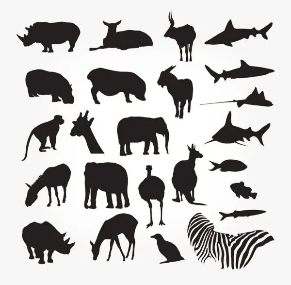 Siluetas de animales vectorizadas | scan | Pinterest