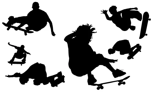 Siluetas de gente practicando "skateboarding" | CosasSencillas.Com