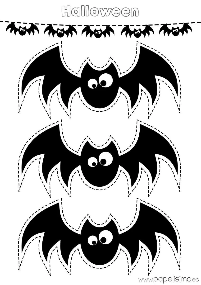 Siluetas de murciélagos para colorear y recortar | Manualidades