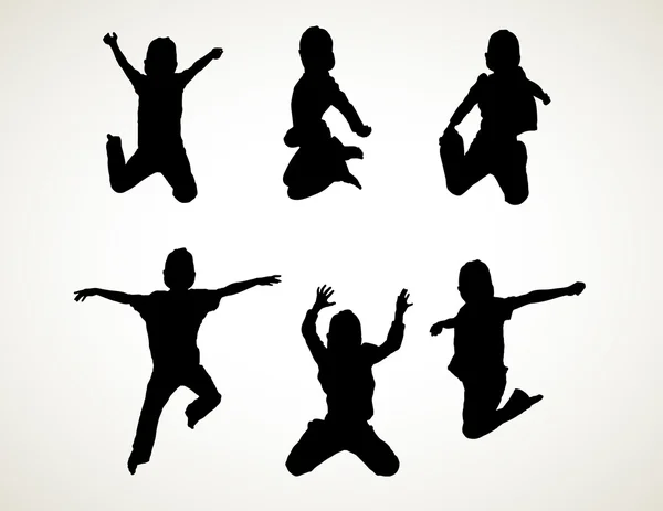 siluetas de niños saltando — Vector stock © melking #53051755