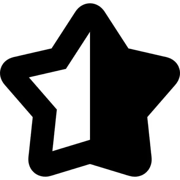 Símbolo en forma de estrella con la mitad de la mitad en blanco y ...