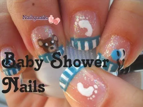 Baby shower Nails - Uñas para baby shower - YouTube